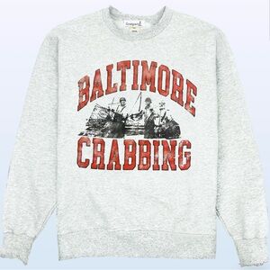 NWT Firstport Weathered Baltimore Crabbing Oversized Graphic Crewneck Sweatshirt